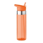 Transparent Tritan bottle with mouthpiece and straw, 650 ml transparent orange colour