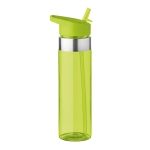 Transparent Tritan bottle with mouthpiece and straw, 650 ml transparent lime colour