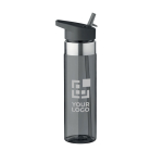 Transparent Tritan bottle with mouthpiece and straw, 650 ml view with print area