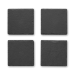 Square slate coasters with EVA feet, set of 4 black colour fourth view