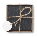 Square slate coasters with EVA feet, set of 4 black colour fifth view