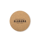 Round cork coaster, for promotions wood colour main view