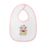 Baby bib with Velcro fastening, in cotton pink colour second main view