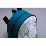 Backpack with a motif for children to colour in turquoise colour photographic view