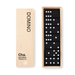 Domino game in wooden box for promotions wood colour main view