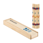 Wooden Mikado game in a wooden box wood colour view with print area