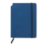 Notebook with pen holder in the cover and lined pages, A5 blue colour