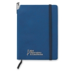 Notebook with pen holder in the cover and lined pages, A5 blue colour second main view