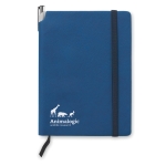 Notebook with pen holder in the cover and lined pages, A5 blue colour second main view