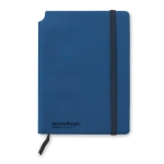 Notebook with pen holder in the cover and lined pages, A5 blue colour main view