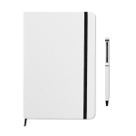 Lined DIN notebook with coloor-matched ballpoint pen, A5 white colour