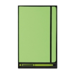 Lined DIN notebook with coloor-matched ballpoint pen, A5 lime colour third view