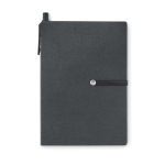 Notebook, ballpoint pen and post-it notes set black colour