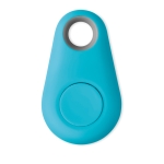 Keyring with Bluetooth key finder as a trade fair gift turquoise colour