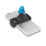 Mobile phone holder clip for car vents, rotates 360 degrees turquoise colour third view