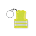 Affordable keyring in the shape of a reflective safety vest neon yellow colour