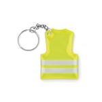 Affordable keyring in the shape of a reflective safety vest neon yellow colour third view