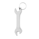 Bottle opener with keyring in the shape of a wrench silver colour second view