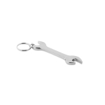 Bottle opener with keyring in the shape of a wrench silver colour third view