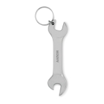 Bottle opener with keyring in the shape of a wrench silver colour main view