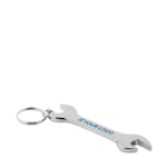 Bottle opener with keyring in the shape of a wrench view with print area