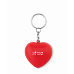 Keyring with anti-stress heart made of PU foam view with print area