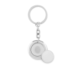 Metal keyring with shopping cart token shiny silver colour