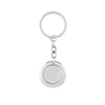 Metal keyring with shopping cart token shiny silver colour second view