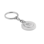 Metal keyring with shopping cart token shiny silver colour third main view