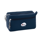 Double zipper toiletry bag made of polyester blue colour second main view