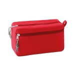 Double zipper toiletry bag made of polyester red colour