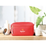 Double zipper toiletry bag made of polyester red colour main ambient view