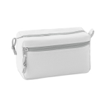 Double zipper toiletry bag made of polyester white colour