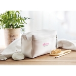 Double zipper toiletry bag made of polyester white colour main ambient view