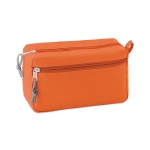 Double zipper toiletry bag made of polyester orange colour