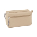 Double zipper toiletry bag made of polyester beige colour