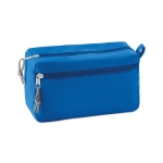 Double zipper toiletry bag made of polyester royal blue colour