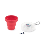 Keyring with foldable cup and pill box red colour third main view