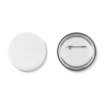 Large pin badge for promotional events, Ø 58 mm white colour