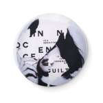 Large pin badge for promotional events, Ø 58 mm white colour fourth view