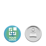 Magnetic fridge badge with bottle opener for promotions white colour view with print area