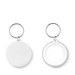 Keyring with button, Ø 44 mm white colour