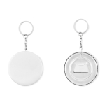 Keyring badge with bottle opener, Ø 58 mm white colour