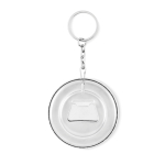 Keyring badge with bottle opener, Ø 58 mm white colour fourth view