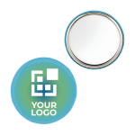 Badge with mirror on the back, Ø 75 mm matt silver colour view with print area