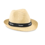 Paper straw hat, with a coloured polyester band black colour second main view