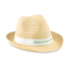 Paper straw hat, with a coloured polyester band white colour second main view