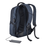 Waterproof laptop backpack with MicroUSB port 17'' blue colour