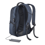 Waterproof laptop backpack with MicroUSB port 17'' blue colour third view