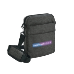 Elegant shoulder bag lined compartment, 9.7” dark grey colour image with logo